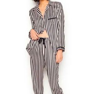 Victoria’s Secret Pink/Black Striped Satin Pajama Set